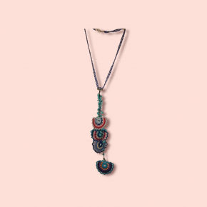 Ashura Turquoise Necklace With Handmade Bead Lace And Efe Lace