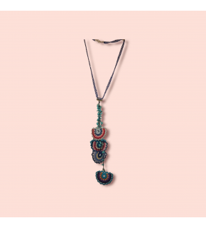 Ashura Turquoise Necklace With Handmade Bead Lace And Efe Lace