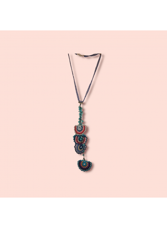Ashura Turquoise Necklace With Handmade Bead Lace And Efe Lace