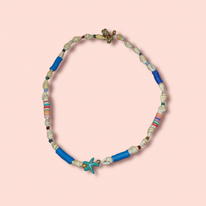 Ashura  Handmade Fimo, Seashell Turquoise Star Necklace