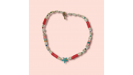 Ashura  Handmade Fimo, Seashell Turquoise Star Necklace