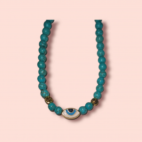 Ashura Handmade Evil Eye beaded turquoise necklace