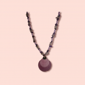 Ashura Handmade Seashell and Amethyst stone zircon natural necklace