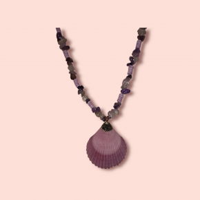 Ashura Handmade Seashell and Amethyst stone zircon natural necklace