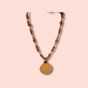 Ashura Handmade Agate Stone Zircon Sea Shell Natural Necklace