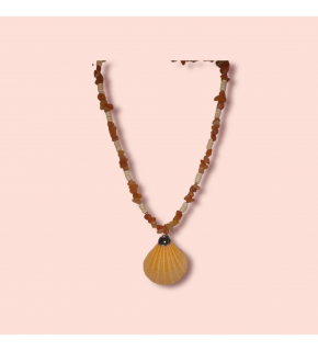 Ashura Handmade Agate Stone Zircon Sea Shell Natural Necklace