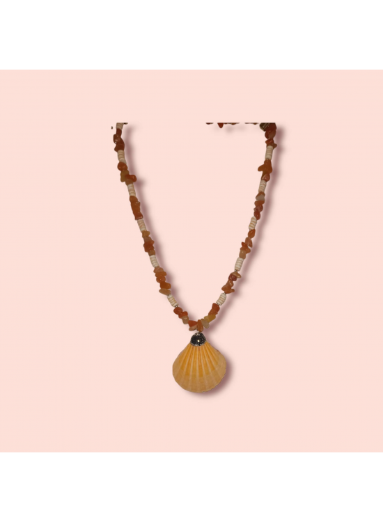 Ashura Handmade Agate Stone Zircon Sea Shell Natural Necklace