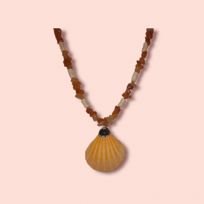 Ashura Handmade Agate Stone Zircon Sea Shell Natural Necklace