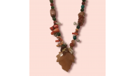 Ashura Handmade Agate, Coral, Jade Needle Laced Extension Cord Necklace