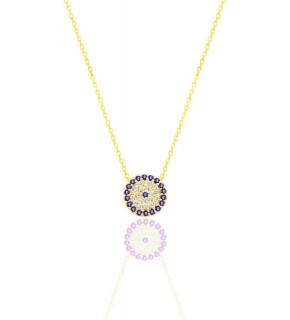 Silver gold gilded zircon stone evil eye model necklace