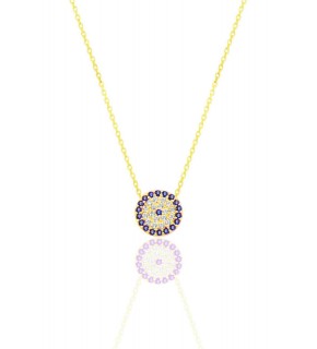 Silver gold gilded zircon stone evil eye model necklace