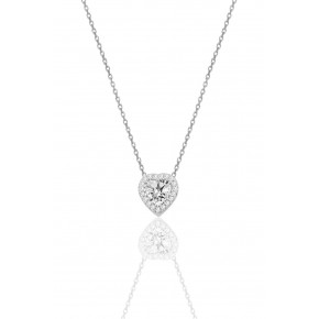 Heart model necklace with diamond mount in silver