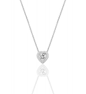 Heart model necklace with diamond mount in silver