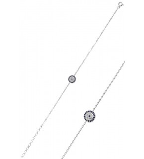 Silver rhodium evil eye bracelet