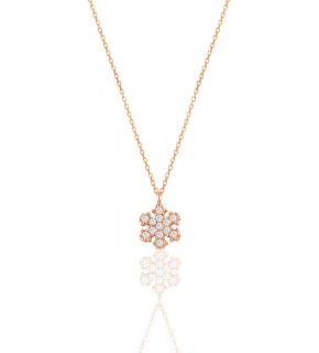 Sterling Silver Rose Zircon Stone Snowflake Necklace