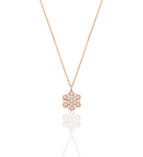 Sterling Silver Rose Zircon Stone Snowflake Necklace