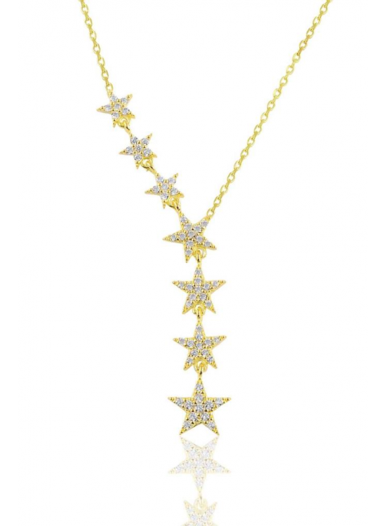 Silver Gold Gilded Zircon Stone Shooting Star Necklace