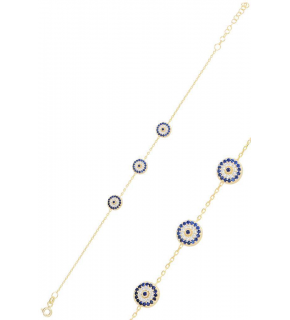 Silver Gold Gilded Zircon Stone Evil Eye Bracelet