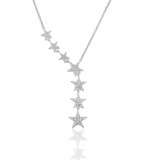 Sterling Silver Rhodium and Zircon Stone Shooting Star Necklace