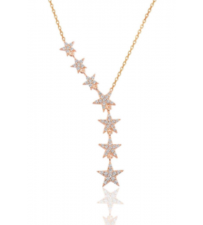 Sterling Silver Rose Zircon Stone Shooting Star Necklace