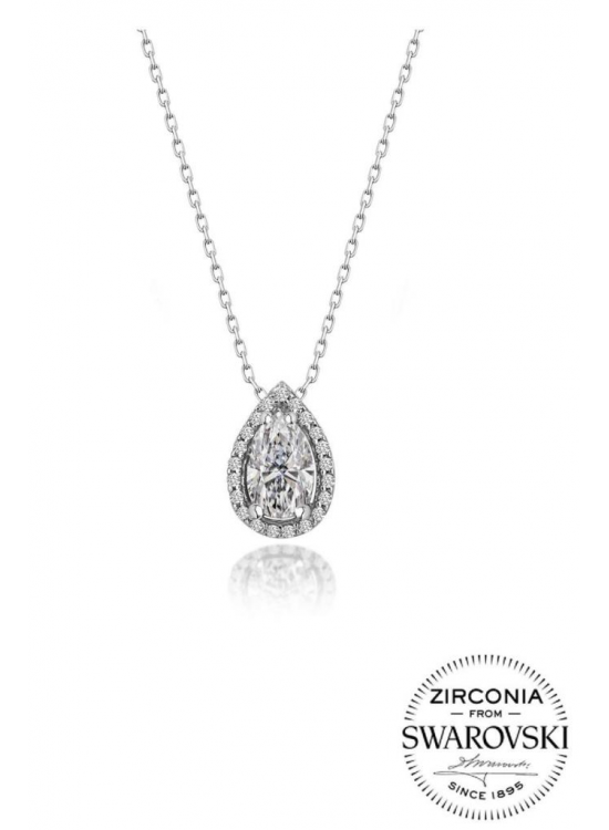 Sterling Silver Diamond Model Drop Necklace with Swarovski Stones