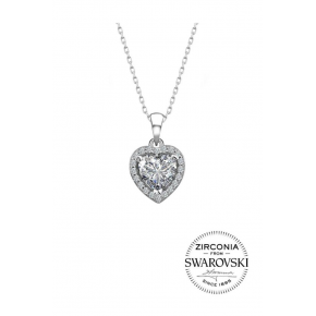Sterling Silver Diamond Heart Necklace with Swarovski Stones
