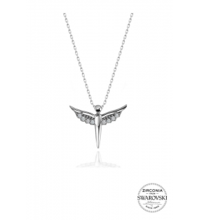 Sterling Silver Swarovski Stone Diamond Model Wing Necklace