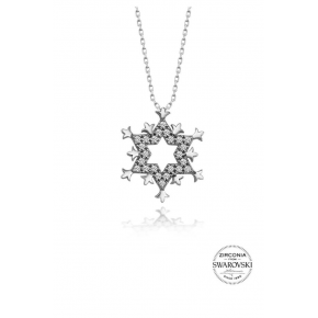 Silver Swarovski Gemstone Diamond Model Snowflake Necklace Model 2