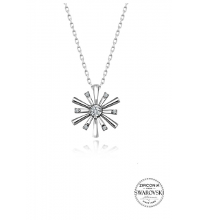 Silver Swarovski Stone Diamond Model Snowflake Necklace