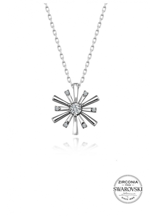 Silver Swarovski Stone Diamond Model Snowflake Necklace