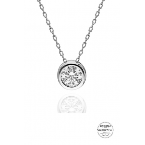 Sterling Silver Swarovski Stone Diamond Model Plastered Necklace