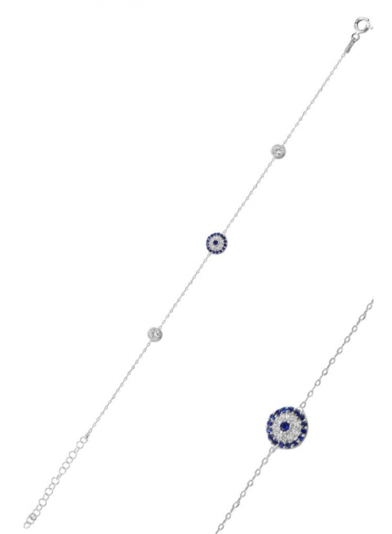 Evil Eye Model Silver Bracelet with Zircon Stone Model 2