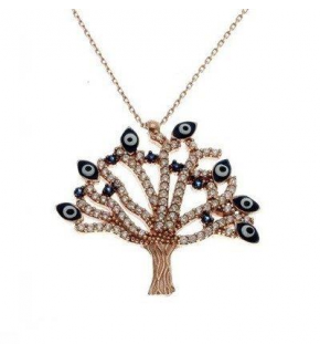 Rose Evil Eye Tree Necklace